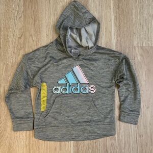 Adidas Kids Heather Gray Hoodie with Pastel Logo